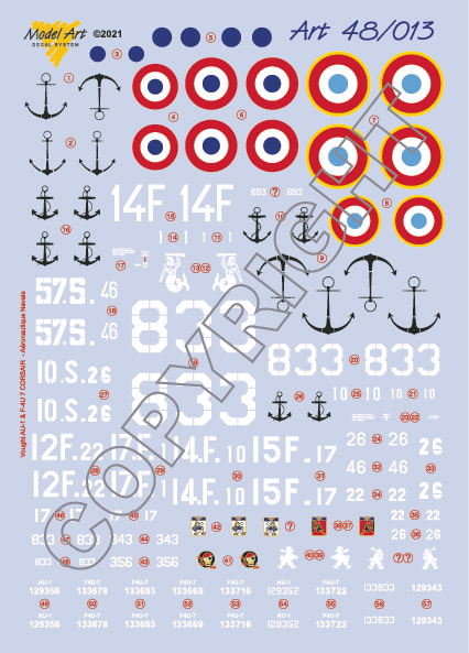  [Model Art] Décals Corsair AU-1 & F4U-7 / Meteor - 48/013 48-01310