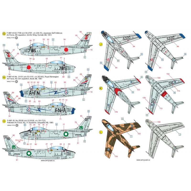 F-86 Sabre & Canadair Sabre in the world - Décal ARMYCAST ACD 72032/48027 Acd-7230