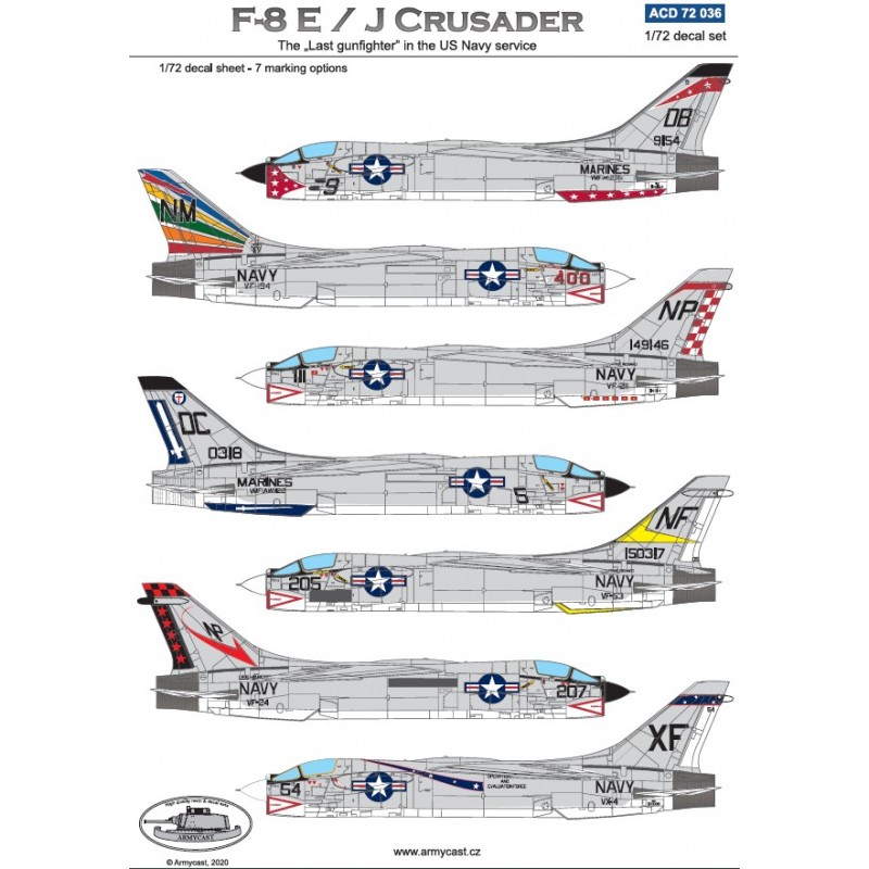 F-8 Crusader - decals ARMYCAST 1/72 Acd-7260
