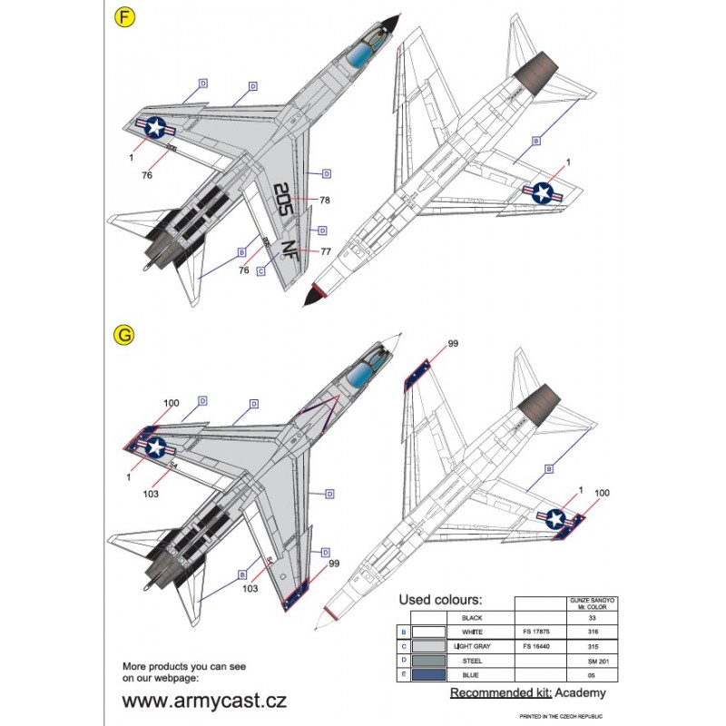 F-8 Crusader - decals ARMYCAST 1/72 Acd-7265