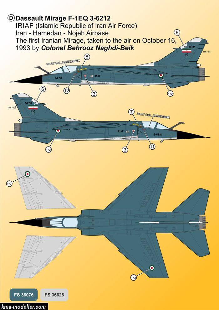 [Kma Modeller] Décals Iranian Air Force "Mirage F1" -  7212 Kma-mo14