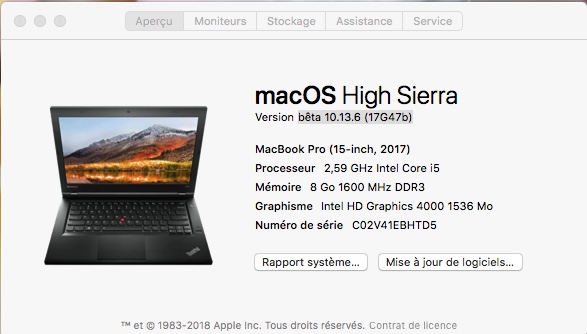 Beta macOS High Sierra Beta 10.13 1 (17B46a) a 10.13.2 Beta et +++ - Page 3 122