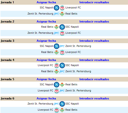 CALENDARIO COPA DE CLASES E18