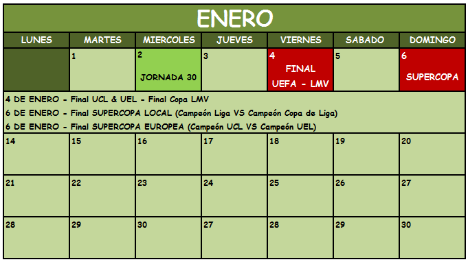 CALENDARIO OFICIAL Enero10