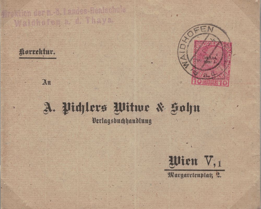 Privatganzsachen von A. Pichlers Witwe & Sohn Kuvert10