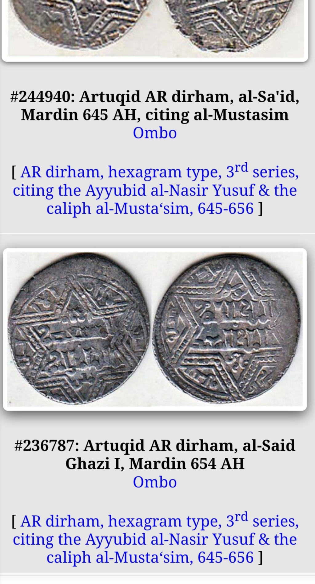 Dirham Najm al-Din Ghazi. Mardin ah645-656 (1248-1258) Screen10