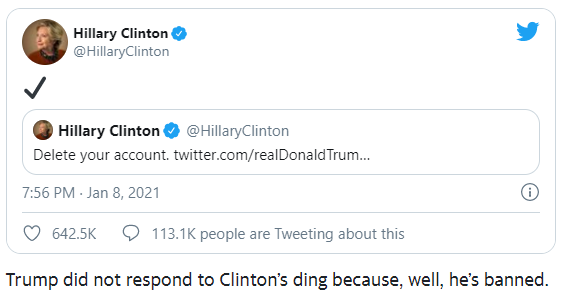 Hillary Clinton Trolls Donald Trump Over Twitter Ban With A Single Emoji Untitl64