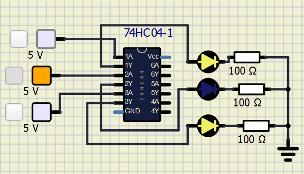 How to connect a 74HC04 to voltage and ground 74hc0410