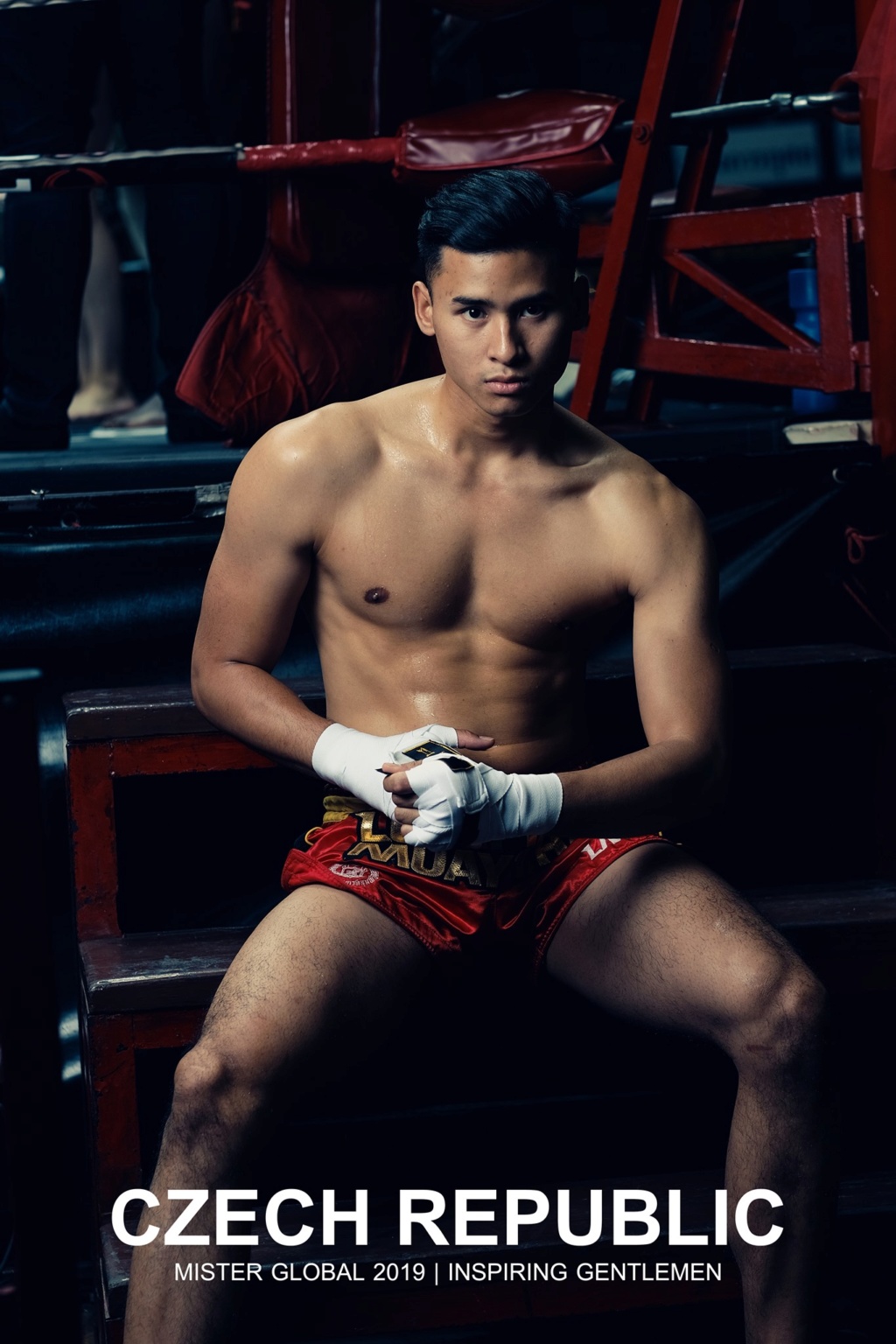 2019 Mister Global contestants in Thai boxing costumes 70376910