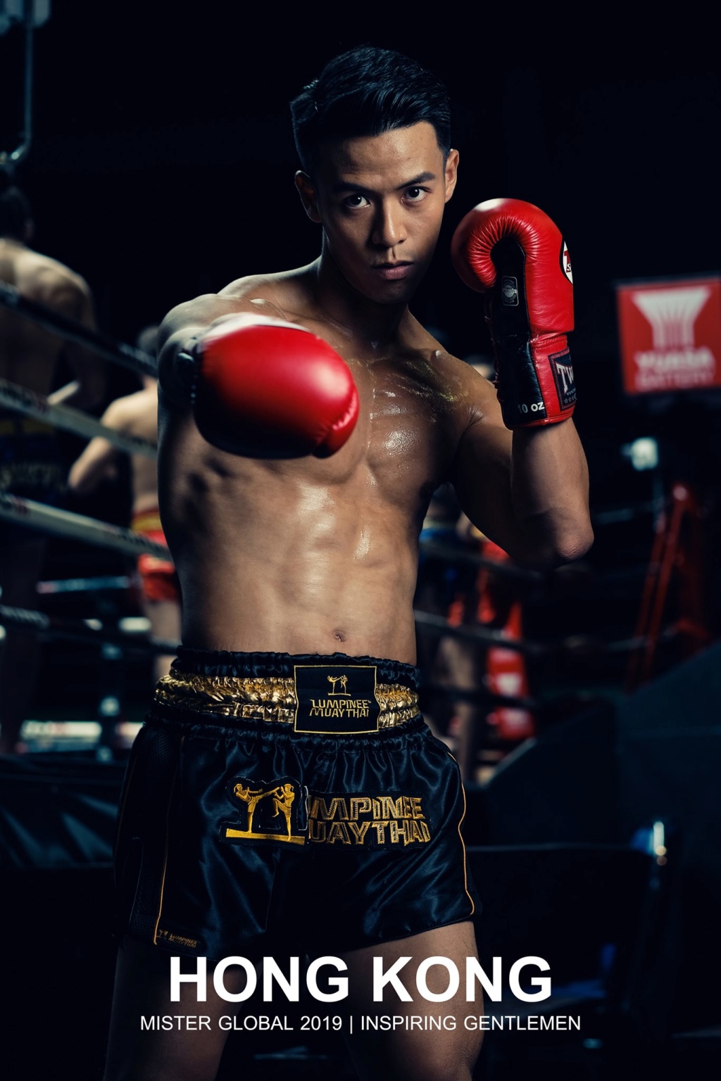 2019 Mister Global contestants in Thai boxing costumes 70449710