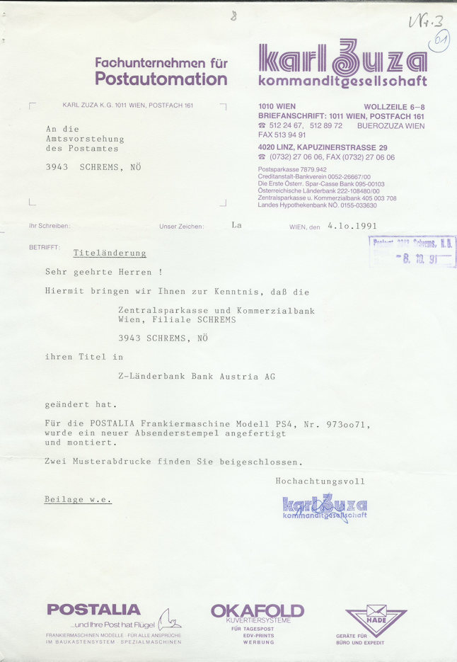 Österreichische Absenderfreistempel Frs_ba10