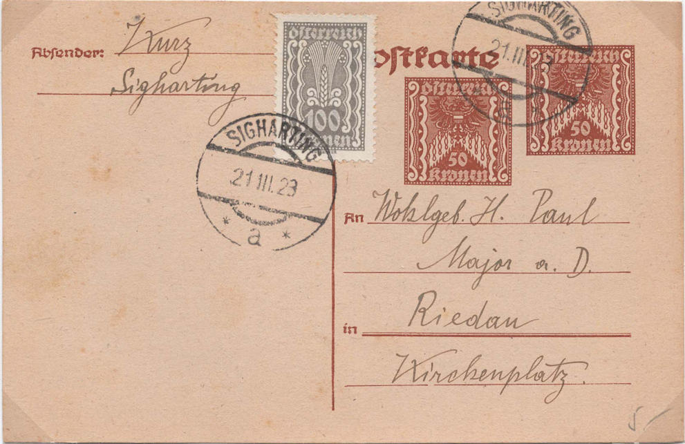 Postkartenserie "Quadratischer Wertstempel - Wertziffer im Dreieck" 1922-24 - Seite 5 P25610