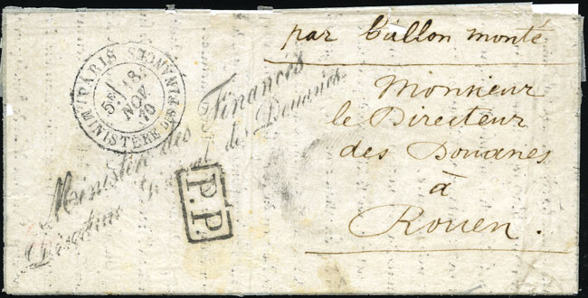 Courrier sorti de Paris durant le Siège Lot_1010