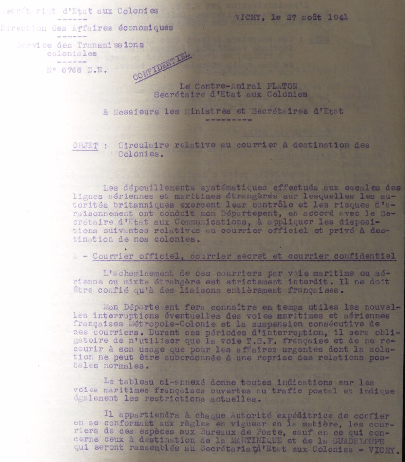 Saint Raphaël à Pointe Noire (Moyen Congo) le 22/04/1941 : problème de tarification  Note_212