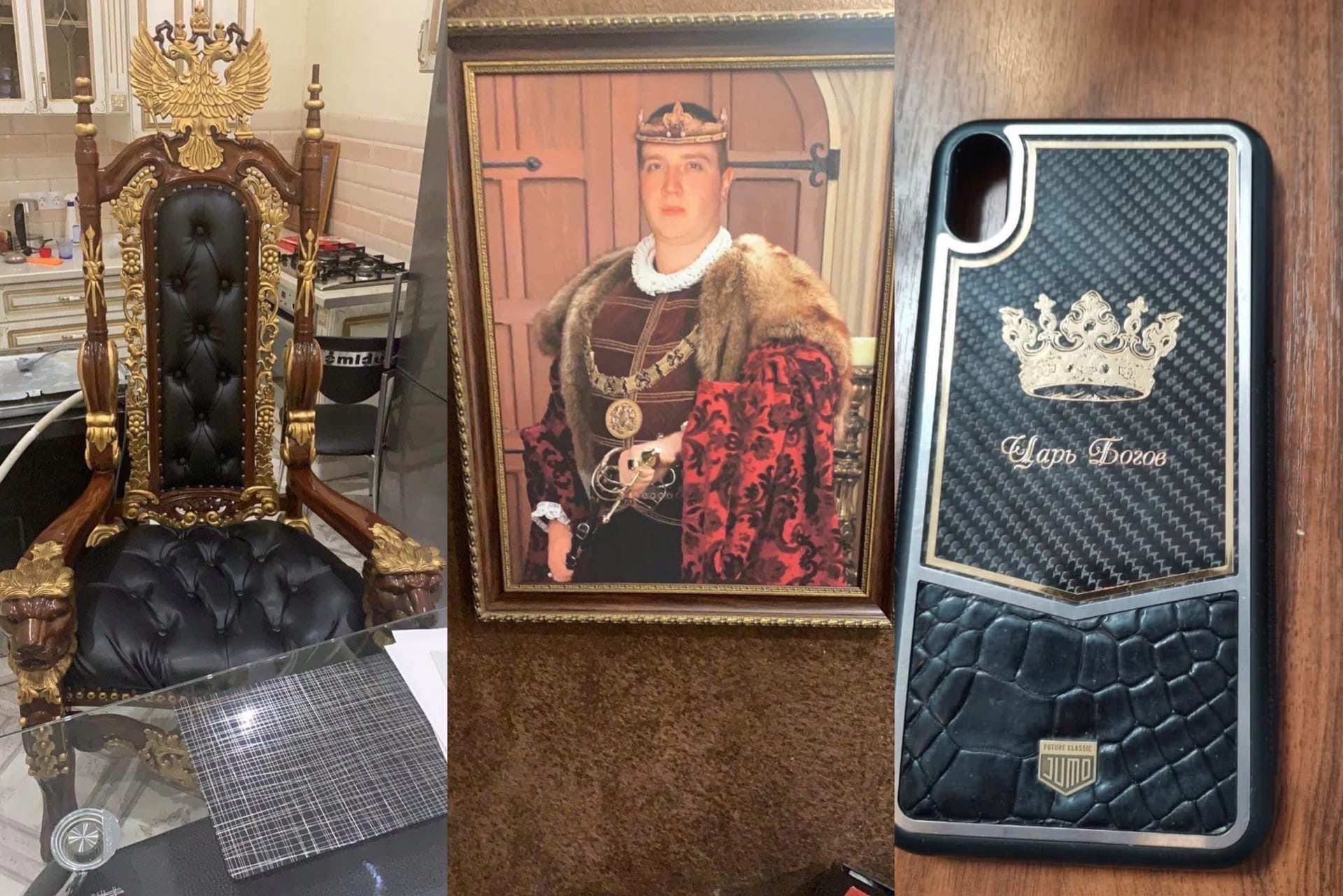 В Оренбурге полицейские арестовали лидера преступной группировки. Он называл себя «Царём Богов», а в его доме нашли позолоченный трон, портрет с короной и золотые украшения. Excjtt10