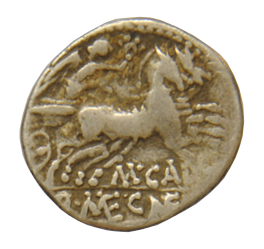 Denario de la gens Calidia. M. CALID Q. ME(T). CN F(VL). Victoria guiando biga a dcha. Roma. 63b10