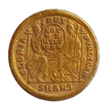 Sólido de Constancio II. GLORIA – REI – PVBLICAE. Roma y Constantinopolis entronizadas de frente. Antioch, 9b10