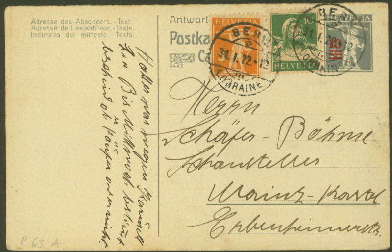 Ganzsachenpostkarten - Ausgaben 1900 bis 1934 P_72_t10