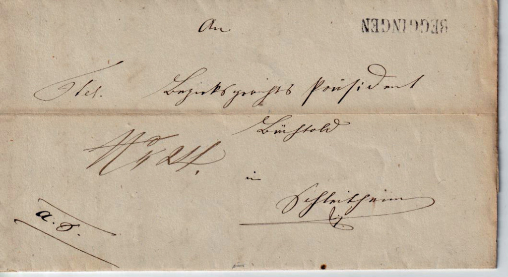 Brief von 1866 nicht frankiert Beggin14