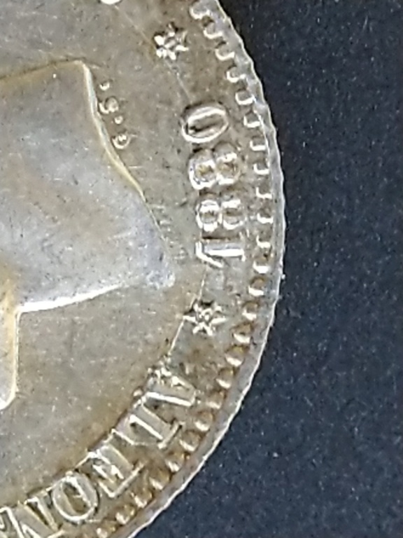 50 céntimos 1880. Alfonso XII. Con doble error? 2019-011