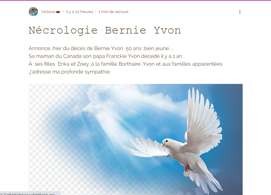 NÉCROLOGIE BERNIE YVON 1114