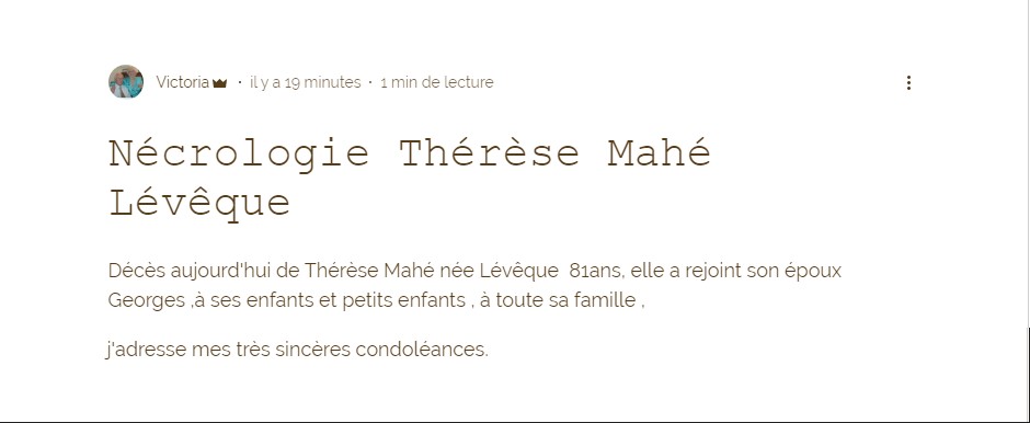 NÉCROLOGIE THÉRÉSE LÉVÊQUE - MAHÉ 123