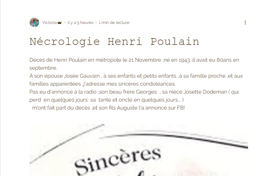 NÉCROLOGIE HENRI POULAIN 135