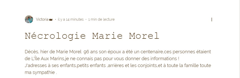 NÉCROLOGIE MARIE MOREL 137