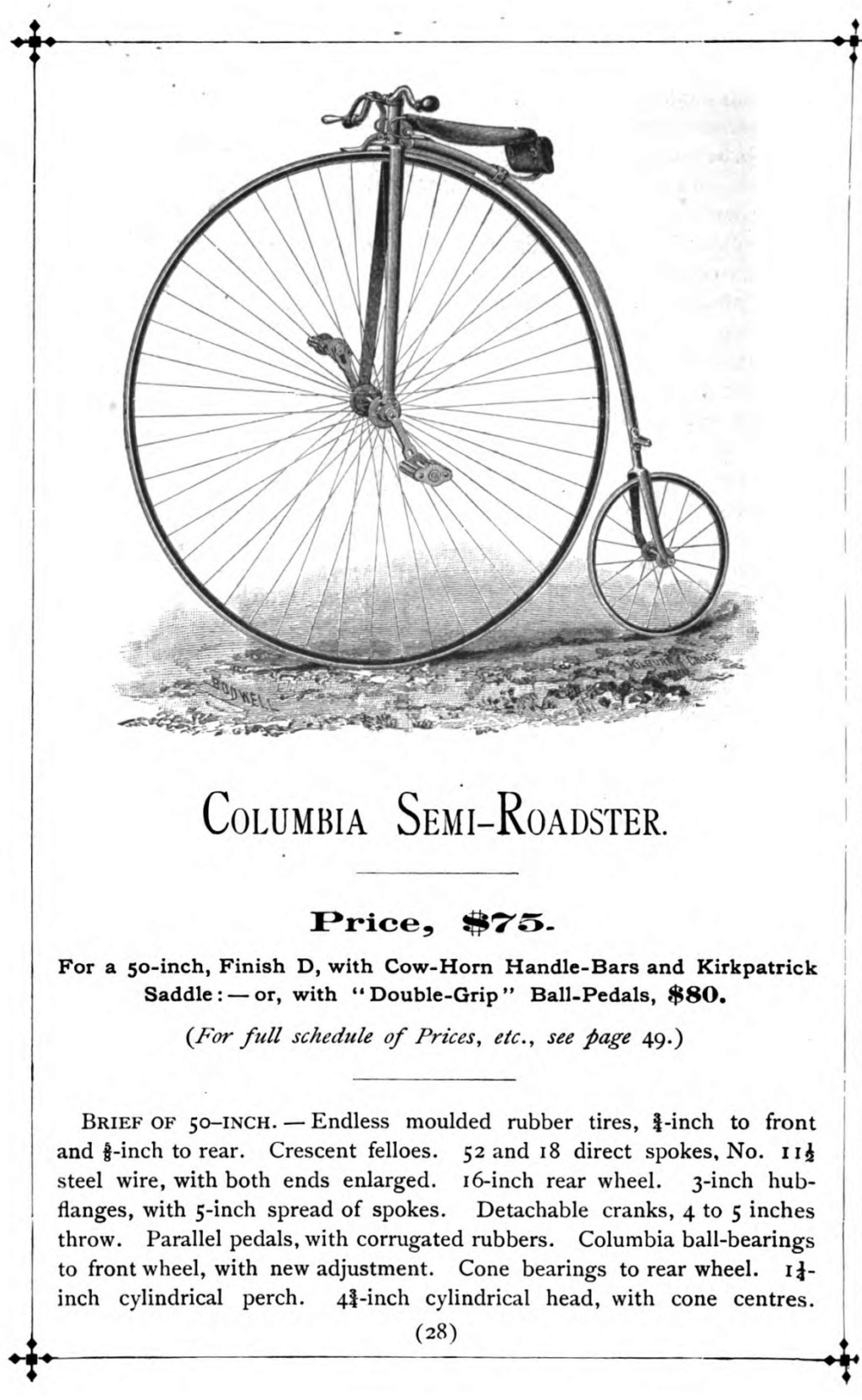 Catalogue Columbia Cycles de 1888 U10
