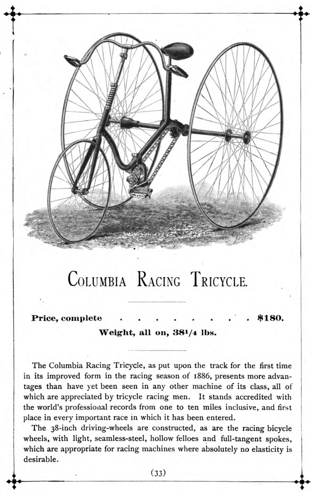 Catalogue Columbia Cycles de 1888 W10