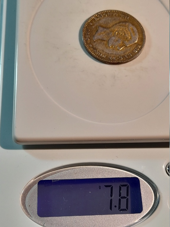 25 pesetas Alfonso XII falsa en platino 20221226