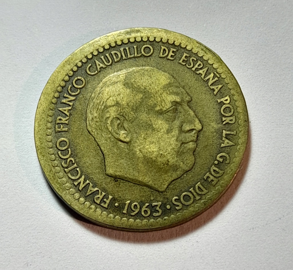 1 pta 1963 acuñada fuera de virola 20240364