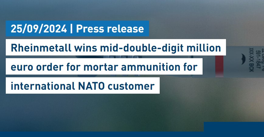 Rheinmetall wins order for mortar ammunition from international NATO customer Skzir161