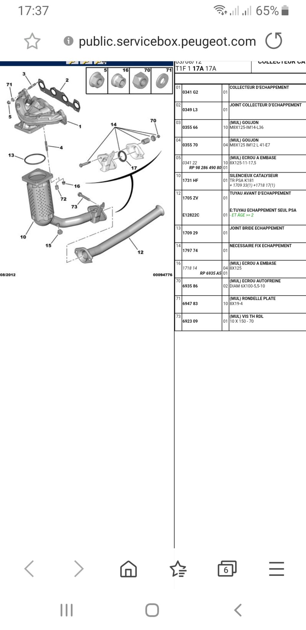 Doc technique ref pot échappement - silencieux - ligne d'échappement Scree197