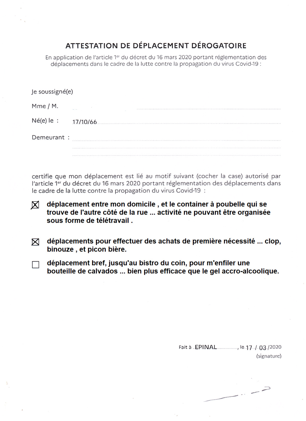 Confinement et regles de sortie (coronavirus) attestation de déplacement dérogatoire  - Page 2 Attest10