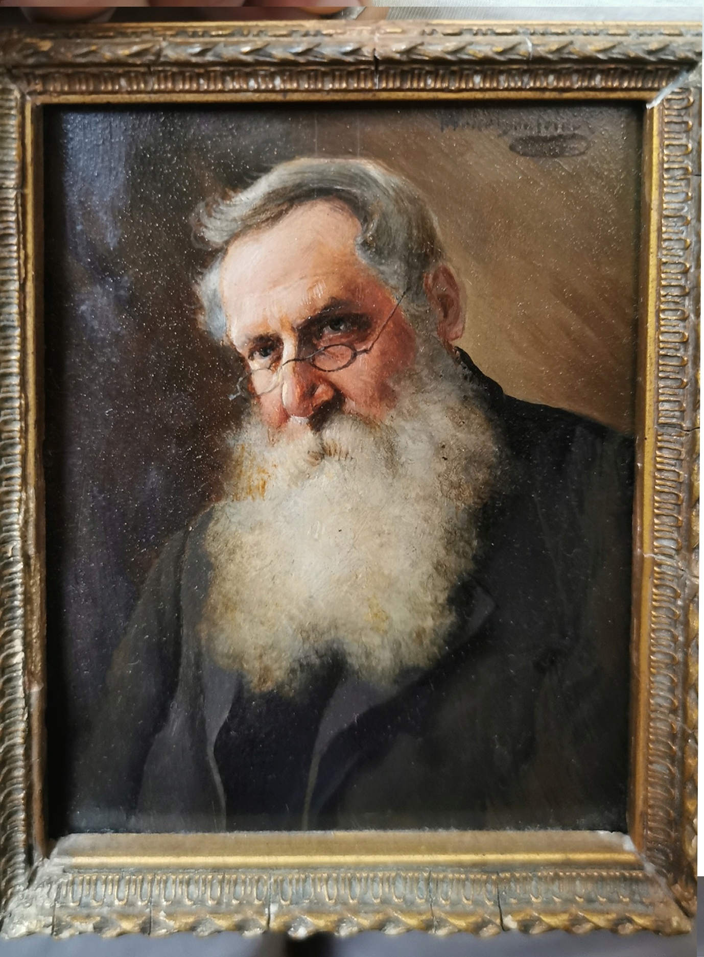 Portrait d'Auguste RODIN ? Huile sur bois par Alois Heinrich PRIECHENFRIED 1a12