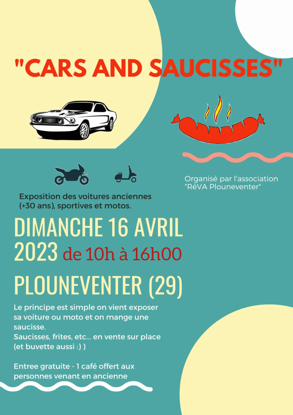 Dimanche 16 Avril 10h - 17h - Plouneventer(29) Cars and saucisses 33654210