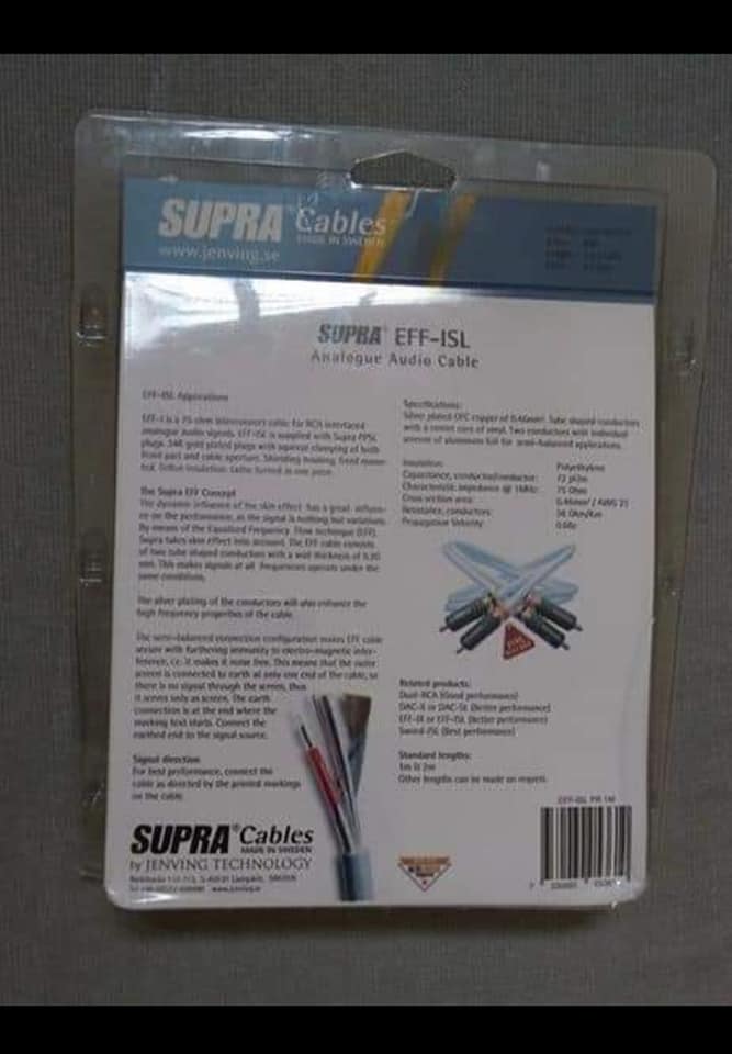 (Sold) Supra eff-isl rca interconnect silver plated 67240610