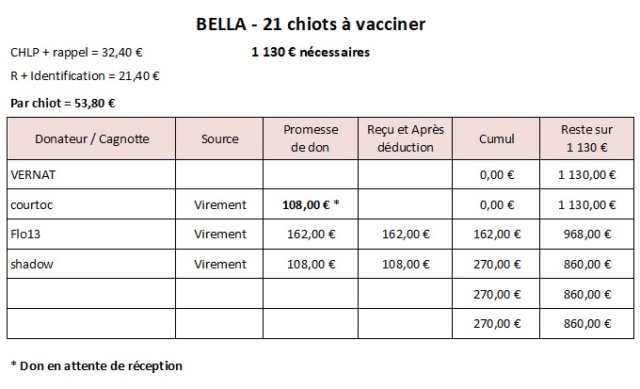 21 nouveaux chiots à Bella ! RECHERCHE DE PARRAINS - 1201 € reçus ou promis / 1130 € nécessaires // Appel CLOS 21chio12