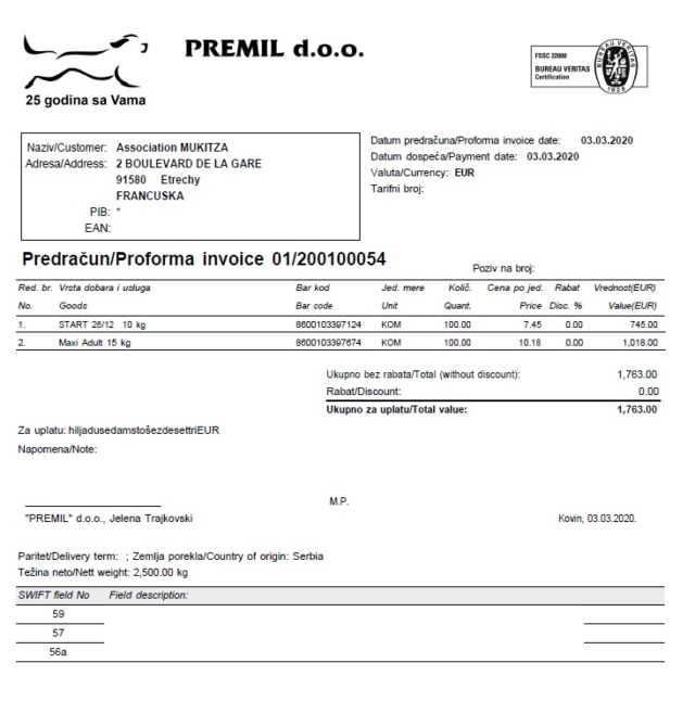 MARS 2020 - 2,5 tonnes de croquettes pour BELLA (Serbie) 1763 €  Premil11