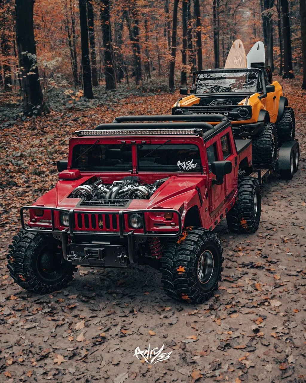 Mettez 2 TurboTurbo dans  le Hummer H1 Alpha et ajouter le nouveau Bronco en remorquage pour une embarcation de OUF Twin-t10