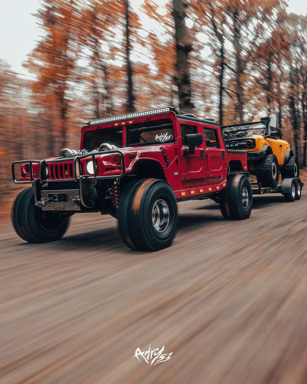 Mettez 2 TurboTurbo dans  le Hummer H1 Alpha et ajouter le nouveau Bronco en remorquage pour une embarcation de OUF Twin-t18