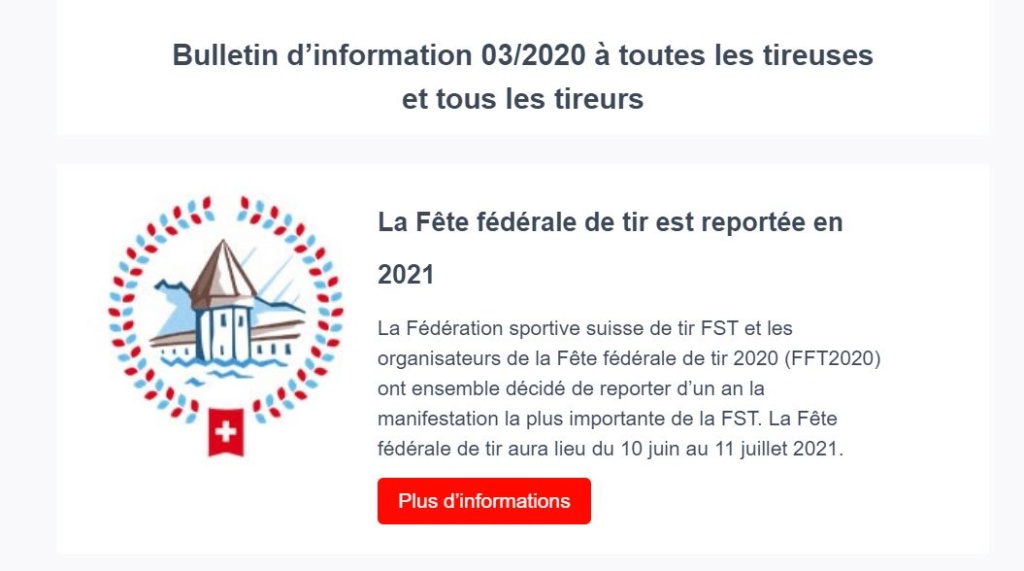 La Fête fédérale de tir est reportée en 2021 Tir10