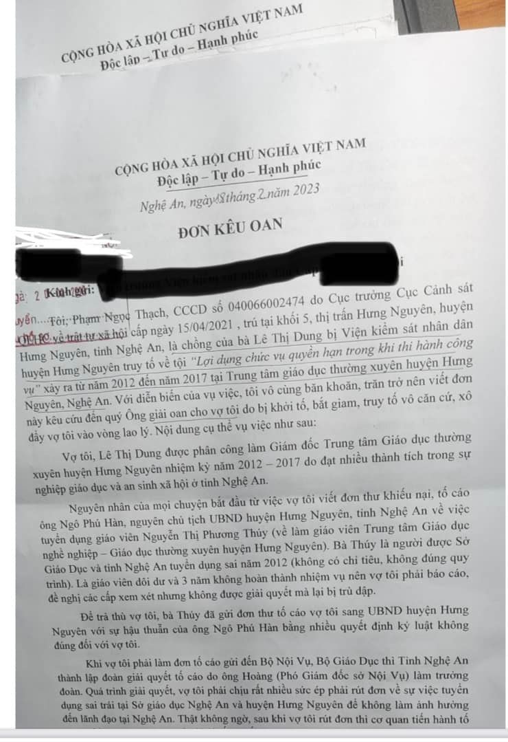 Vài ý kiến về vụ án “Cô giáo Lê Thị Dung” ở Nghệ An 5-610