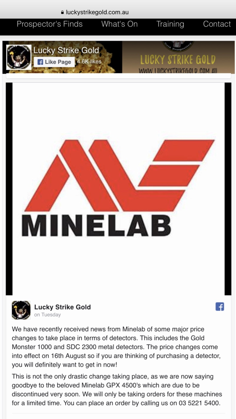 Minelab sdc2300 price rise  622e6b10