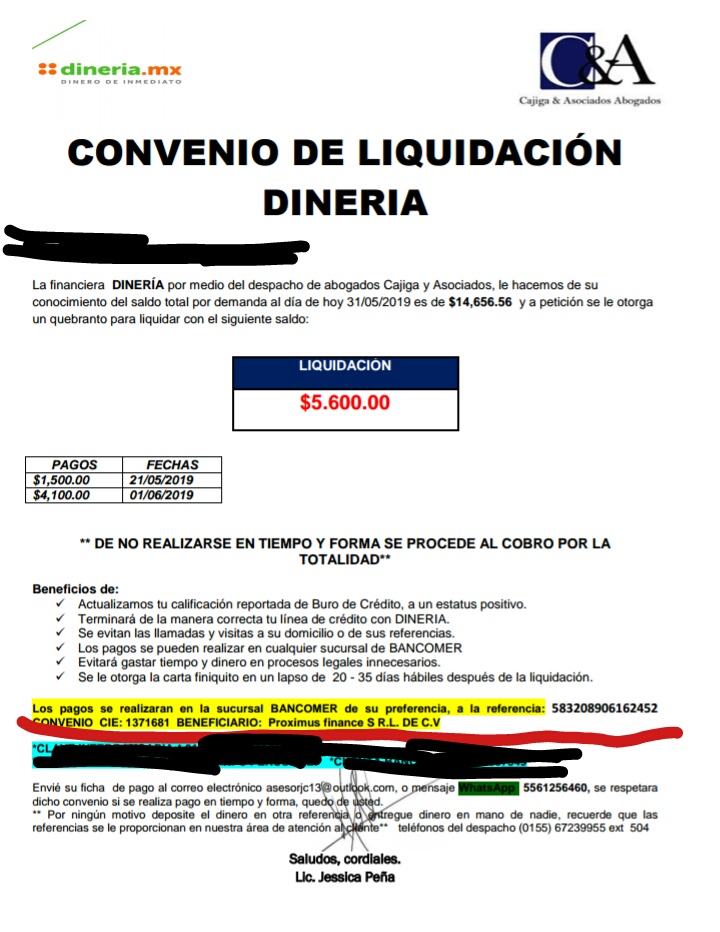 Carta de liquidación