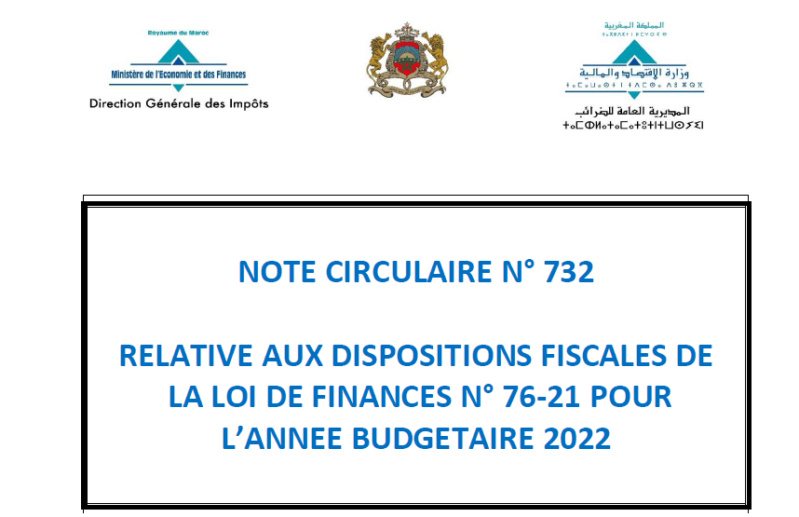 Note Circulaire N 732 relative aux mesures fiscales de la LF 2022 Nc73210