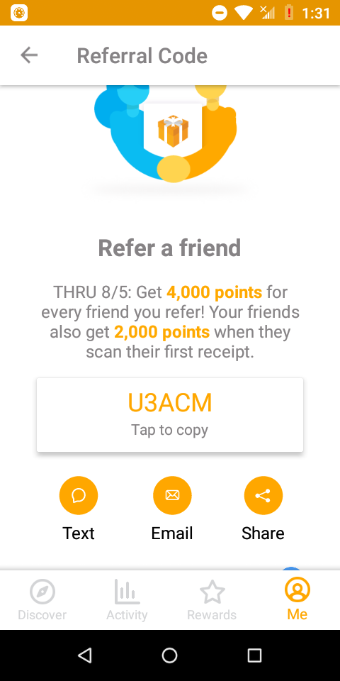 get $4 per referral with the fetch rewards app you can cashout at $3 Screen14