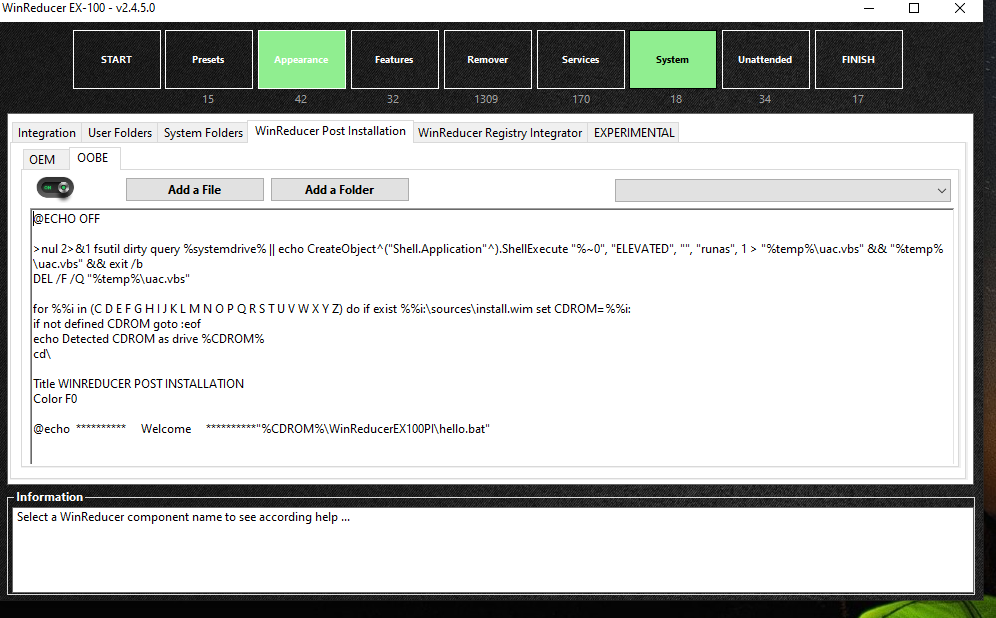 WinReducerEX100PI.cmd inside install.wim 110