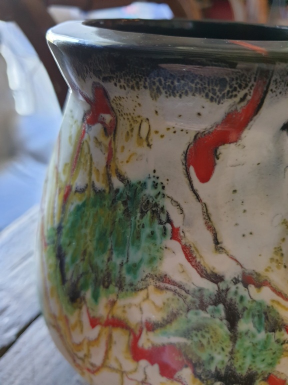ID French studio pot; very unusual multi-coloured glaze - Vallauris? 16236512